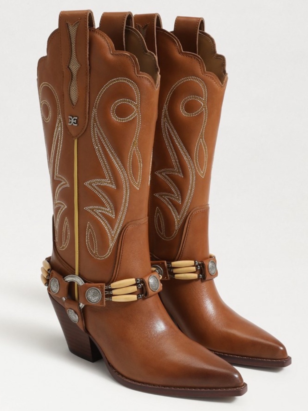 NEW Sam Edelman Jackie Western Boot Chestnut Leather 7.5